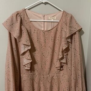 Roolee Dusty Pink Floral Ruffle Dress